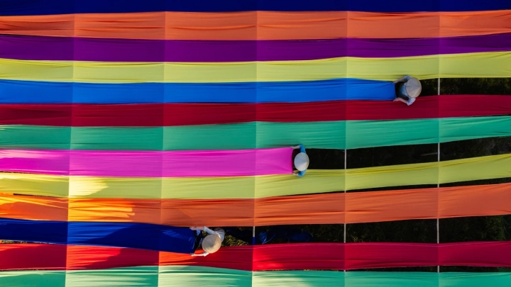 Drying Vibrant Fabrics Hanoi 4