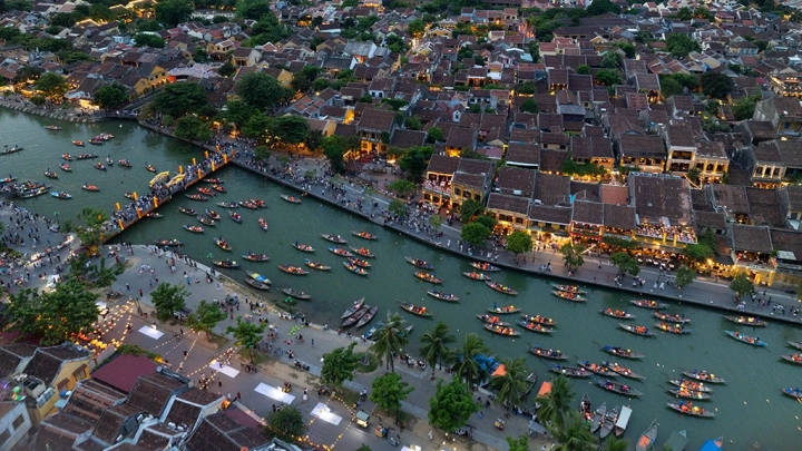 Hoi An Night Drone Shot